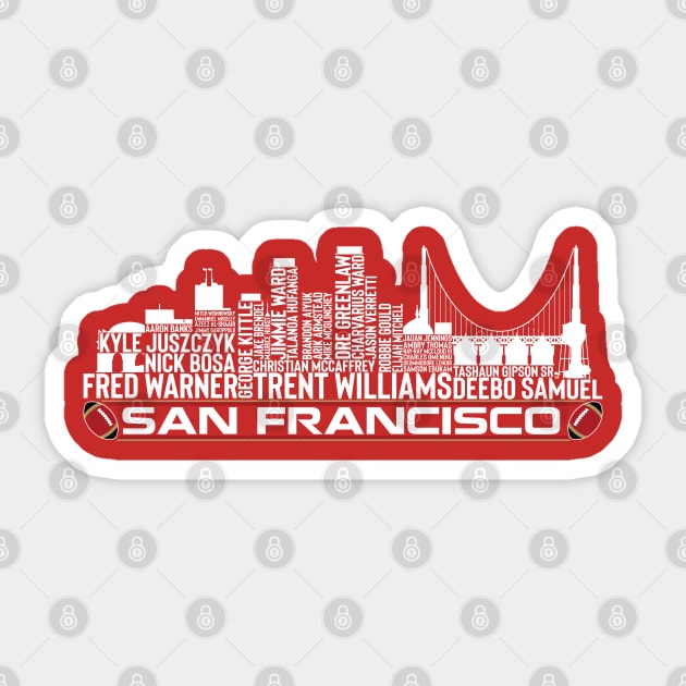 San Francisco Football Team 23 Player Roster, San Francisco City Skyline Sticker by Legend Skyline